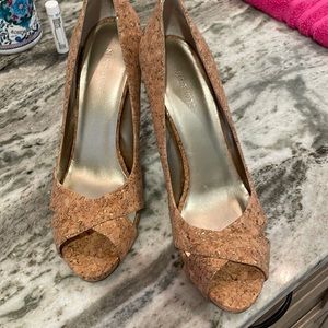 NWT glitter cork heel